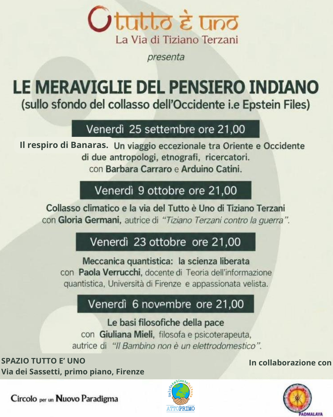 25 settembre – Associazione culturale Tutto è Uno – La via di Tiziano Terzani e della non&nbsp;dualità
